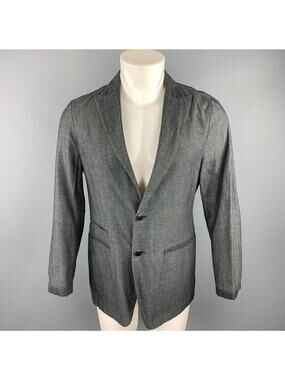 JOHN VARVATOS Size 36 Dark Gray Heather Linen / Cotton Sport Coat